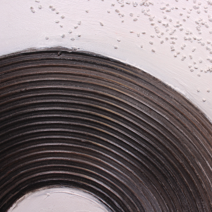 Black & White Textured Abstract Circle Wall Art