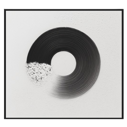 Black & White Textured Abstract Circle Wall Art