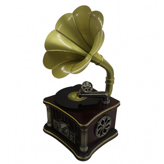 Vintage Brass Mini Gramophone