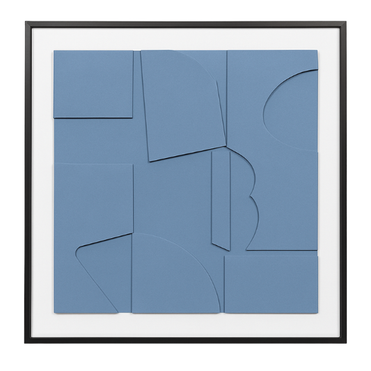 Modern Blue Geometric Textured Wall Art