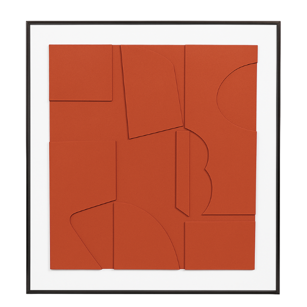 Modern Orange Geometric Textured Wall Art