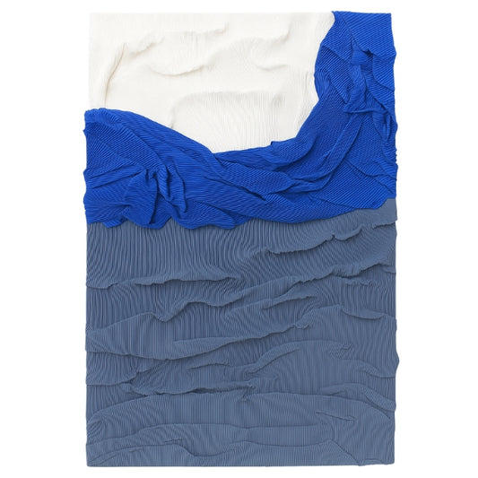 3D Fabric Abstract Blue & White Modern Textured Ocean Waves Wall Art