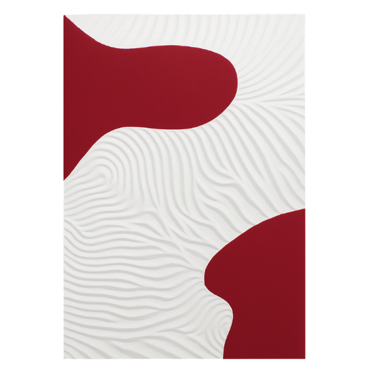 Wave Design Textured  Red and White Abstract Wall Art