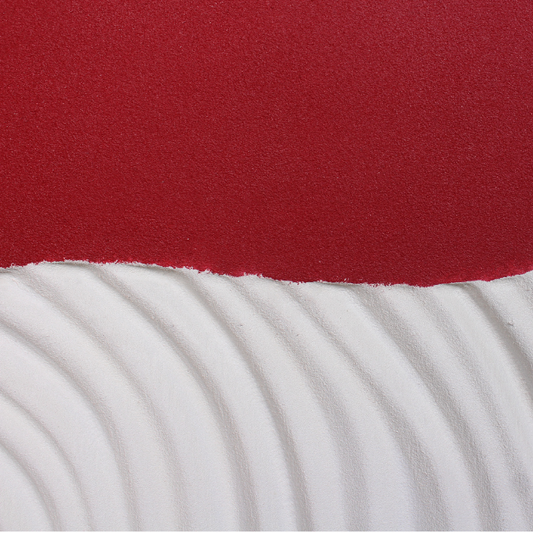 Wave Design Textured  Red and White Abstract Wall Art