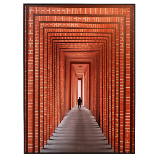 Modern Red Architectural Corridor Wall Art