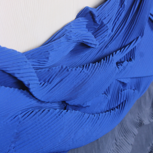 3D Fabric Abstract Blue & White Modern Textured Ocean Waves Wall Art