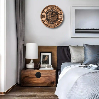 Ascam Round Industrial Moving Cogs Wall Clock